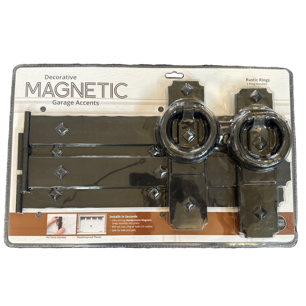 New Cre8tive Hardware Rustic Rings Magnetic Garage Door Hardware 6 Pc EZ Install